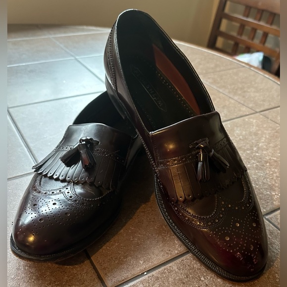 Florsheim Comfort Tech Men's Burgundy Wingtip Loafer Tassel  Almond Toe … - Picture 2 of 16
